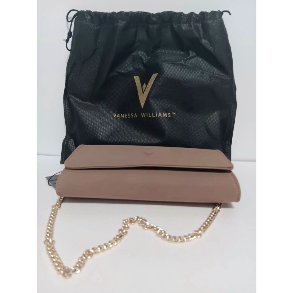 Vanessa Williams NWT Faux Suede Fawn Clutch Bad /w Chain Purse 8"×5"